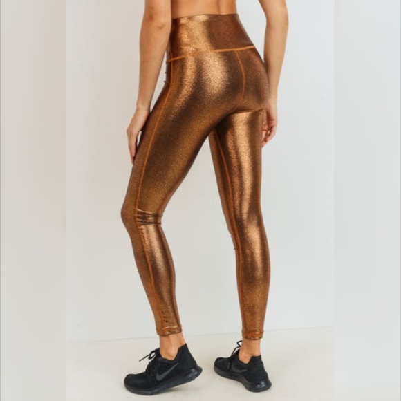 Highwaist Foil Scale Print Full Leggings - Gold - Picture 6 of 7